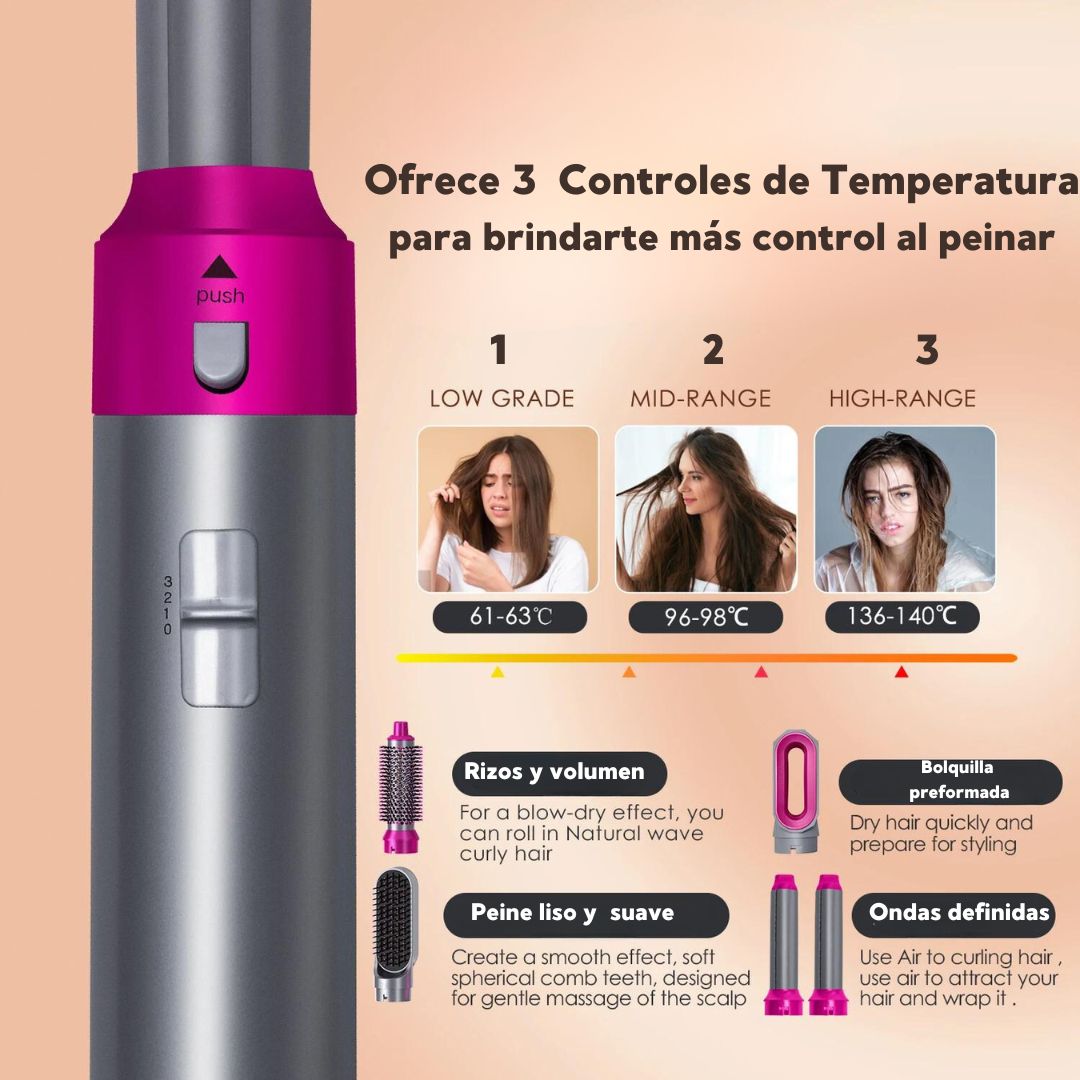 Cepillo 5 en 1 – Transforma tu cabello con calidad profesional