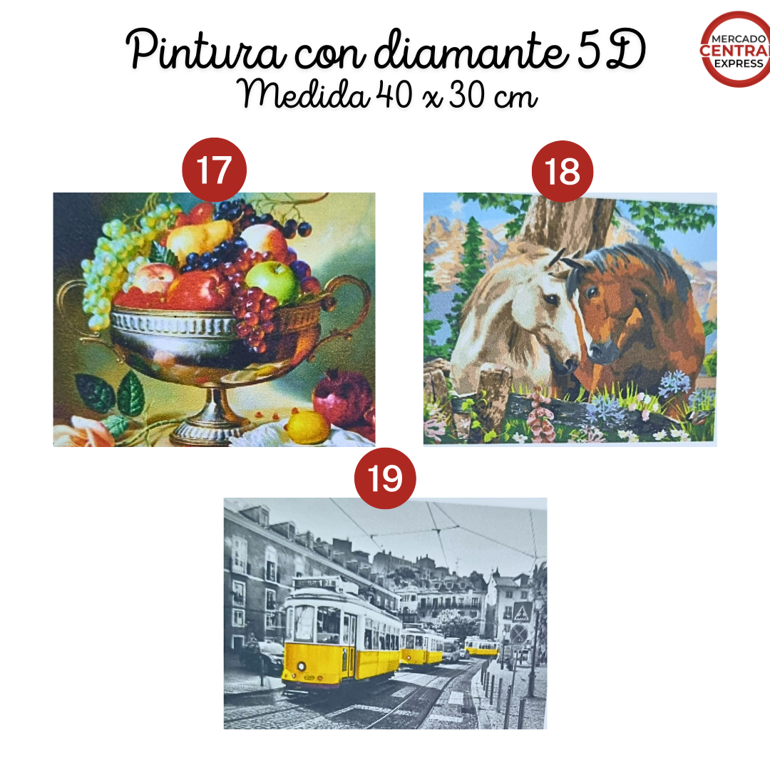 Pack x3 Pinturas con Diamantes 30x40 cm – Relájate, Crea y Decora con Arte DIY