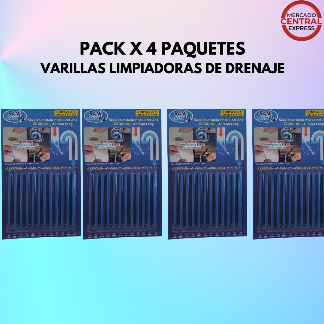 Pack de Varillas Limpiadrenajes (Pack x 4 Paquetes)