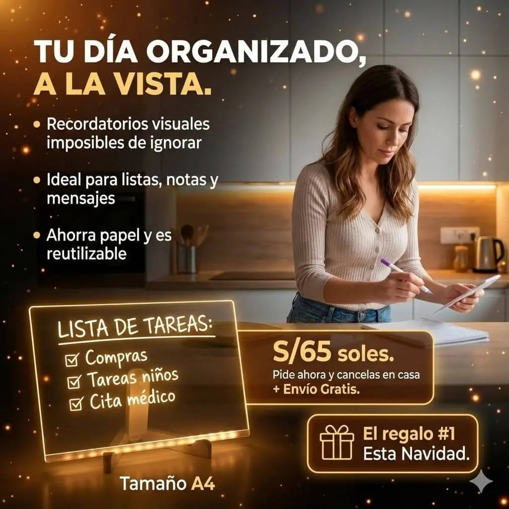Tablero Mágico Led A4 Incluye Set de 7 Plumones Acrílicos Fosforecentes