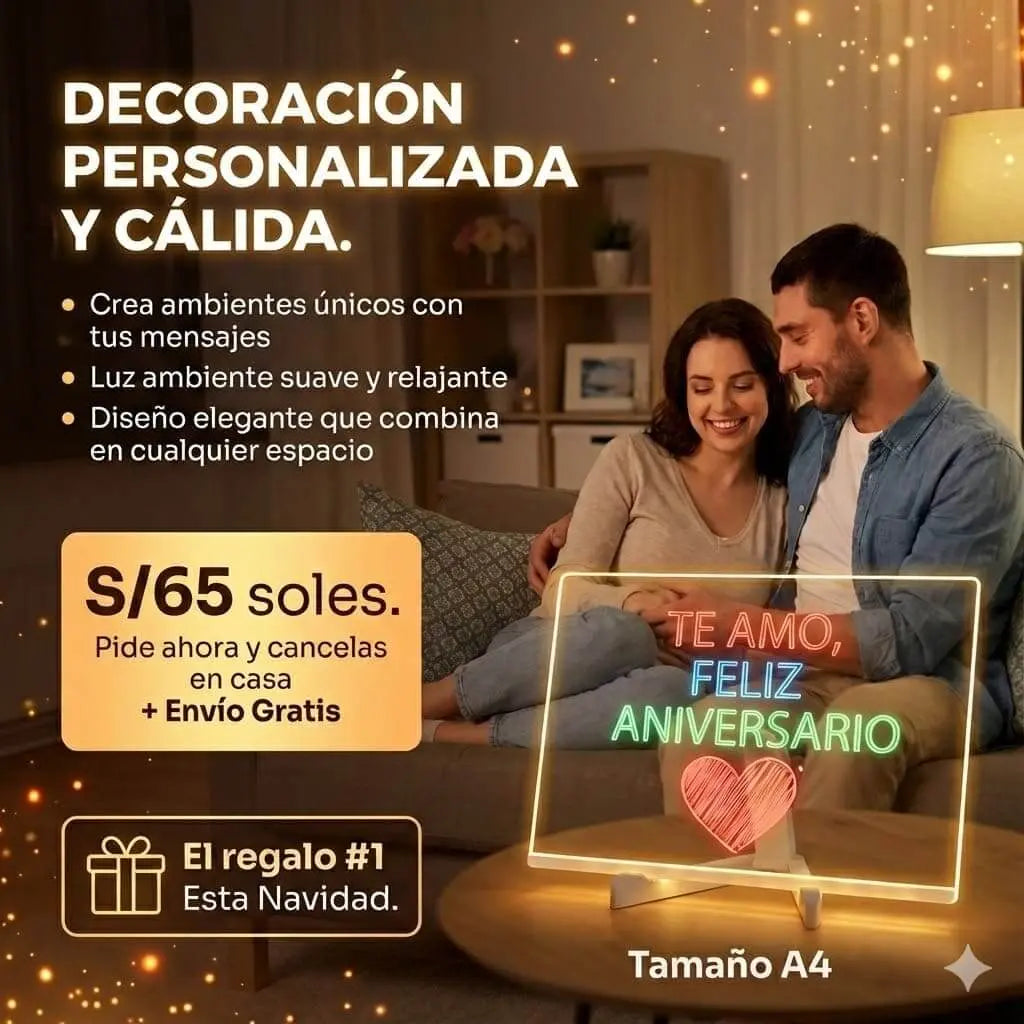 Tablero Mágico Led A4 Incluye Set de 7 Plumones Acrílicos Fosforecentes