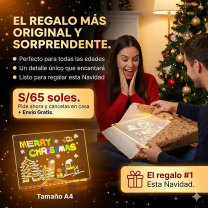 Tablero Mágico Led A4 Incluye Set de 7 Plumones Acrílicos Fosforecentes