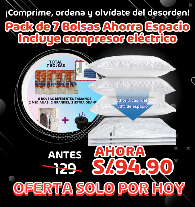 Pack de 7 Bolsas al vacio Diferente tamaño Compresor Eléctrico Gratis