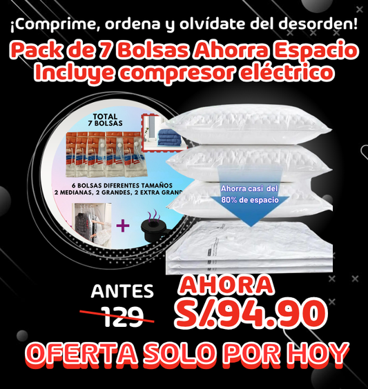 Pack de 7 Bolsas al vacio Diferente tamaño Compresor Eléctrico Gratis