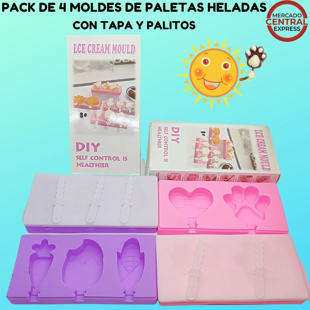 Pack x 4 unid Molde de Silicona para Paletas de Helados