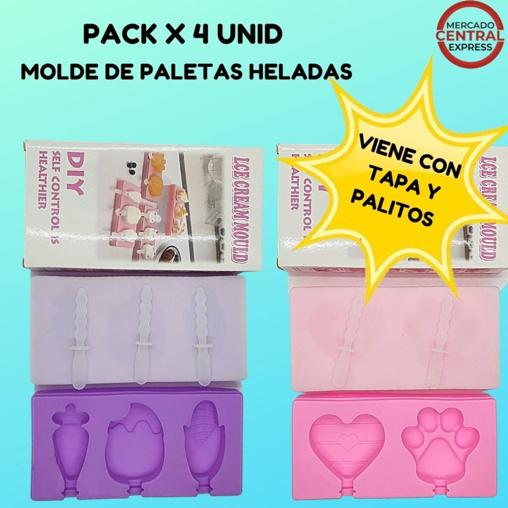 Pack x 4 unid Molde de Silicona para Paletas de Helados