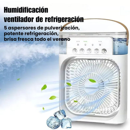 Ventilador y Enfriador de ambientes  Multifuncional de Cinco Aspersores - Frescura y Confort en un Solo Equipo