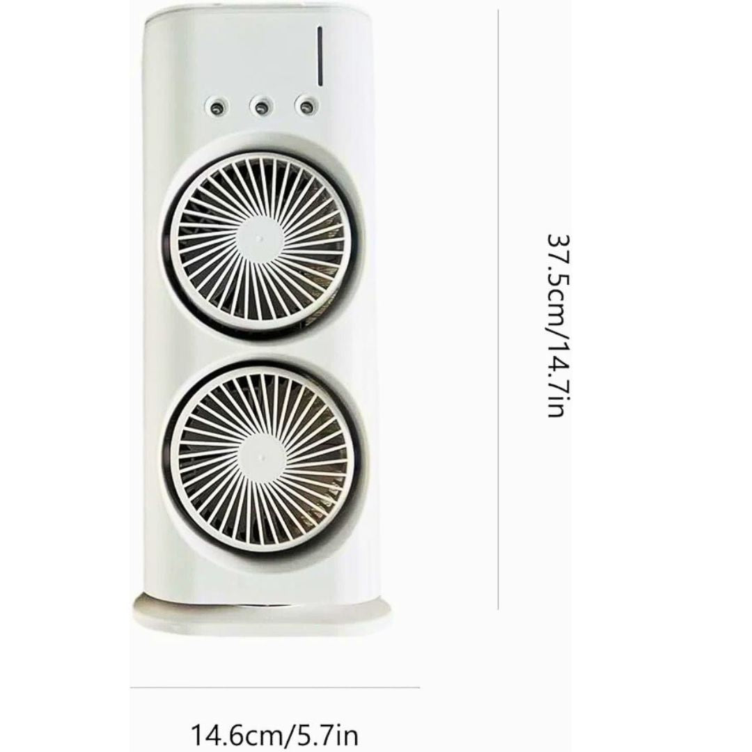 Ventilador/Aire Acondicionado con Pulverizador de Doble Ventilación – La Solución Perfecta para el Calor