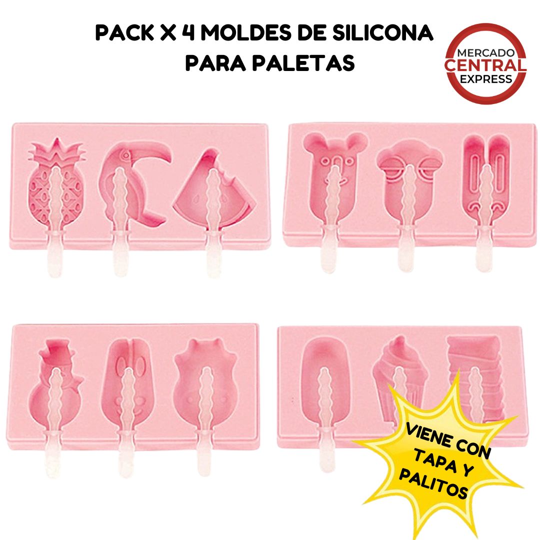 Pack x 4 unid Molde de Silicona para Paletas de Helados