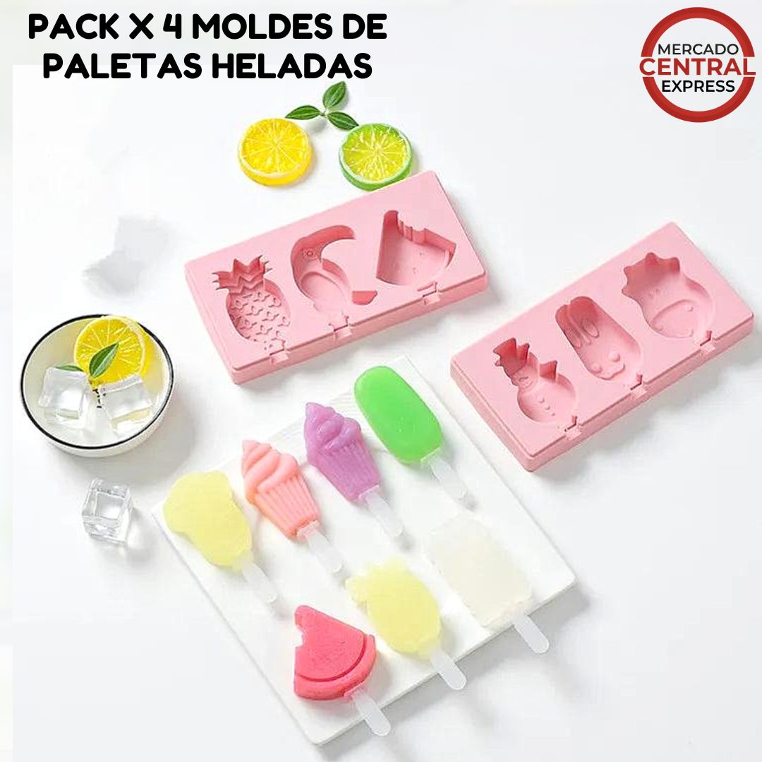 Pack x 4 unid Molde de Silicona para Paletas de Helados